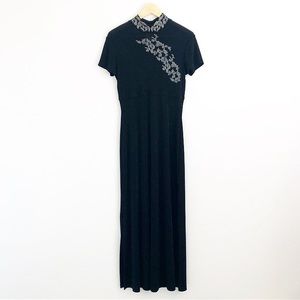 90’s Black Mock Neck Maxi Dress